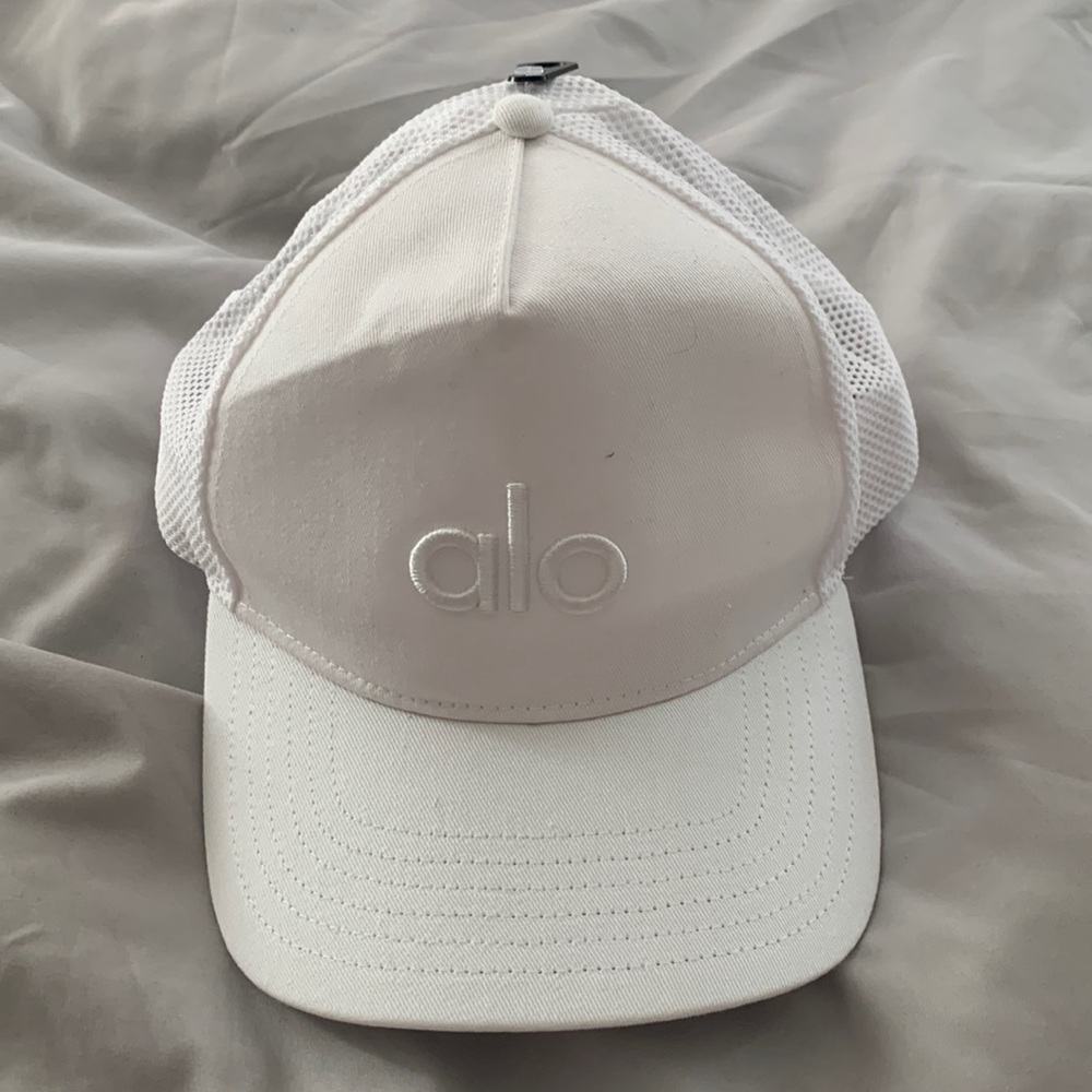 White alo trucker hat